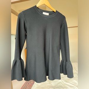 Rachel Parcell black knit top with flare sleeves